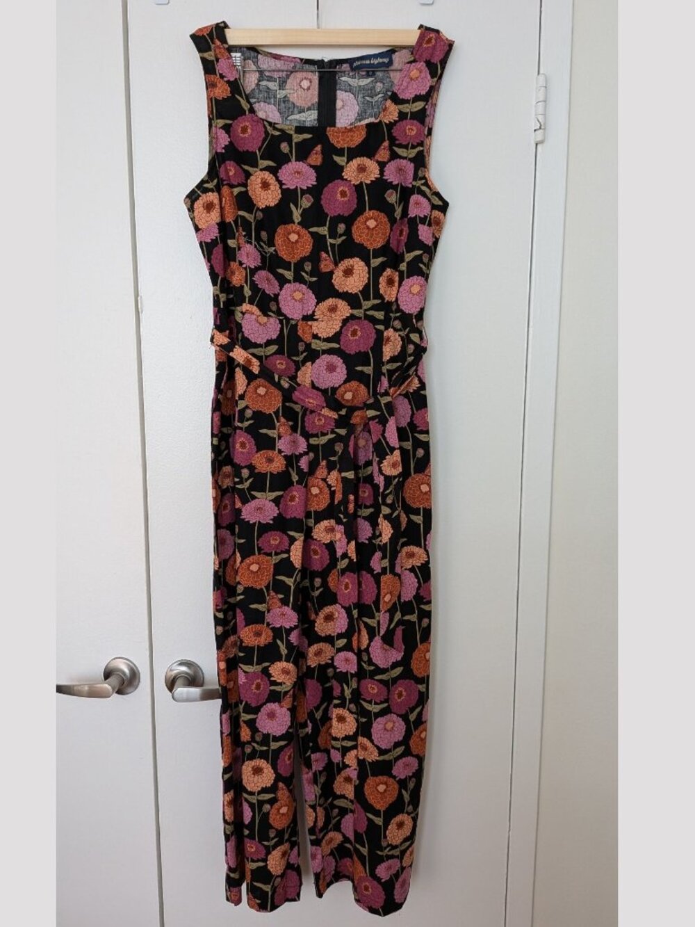 Princess Highway Floral Wide Leg Jumpsuit Black Zinnia Print 12